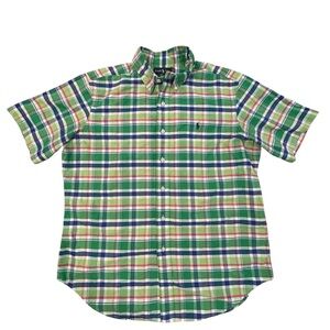 Ralph Lauren Green Multicolor Plaid Men's Shirt Classic Fit Large with Pony